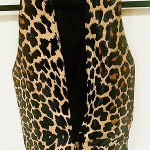 True Vintage Real cowhide Leopard Print Vest with leather waist belt